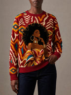 "Mavazi" Sweatshirt — close view of the crew neck, raglan seams and ribbed trims