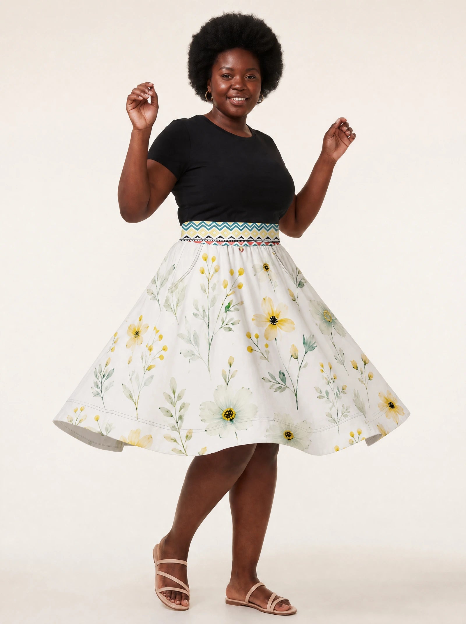 "Alizeti" Twirl Skirt — twirling, skirt flared out