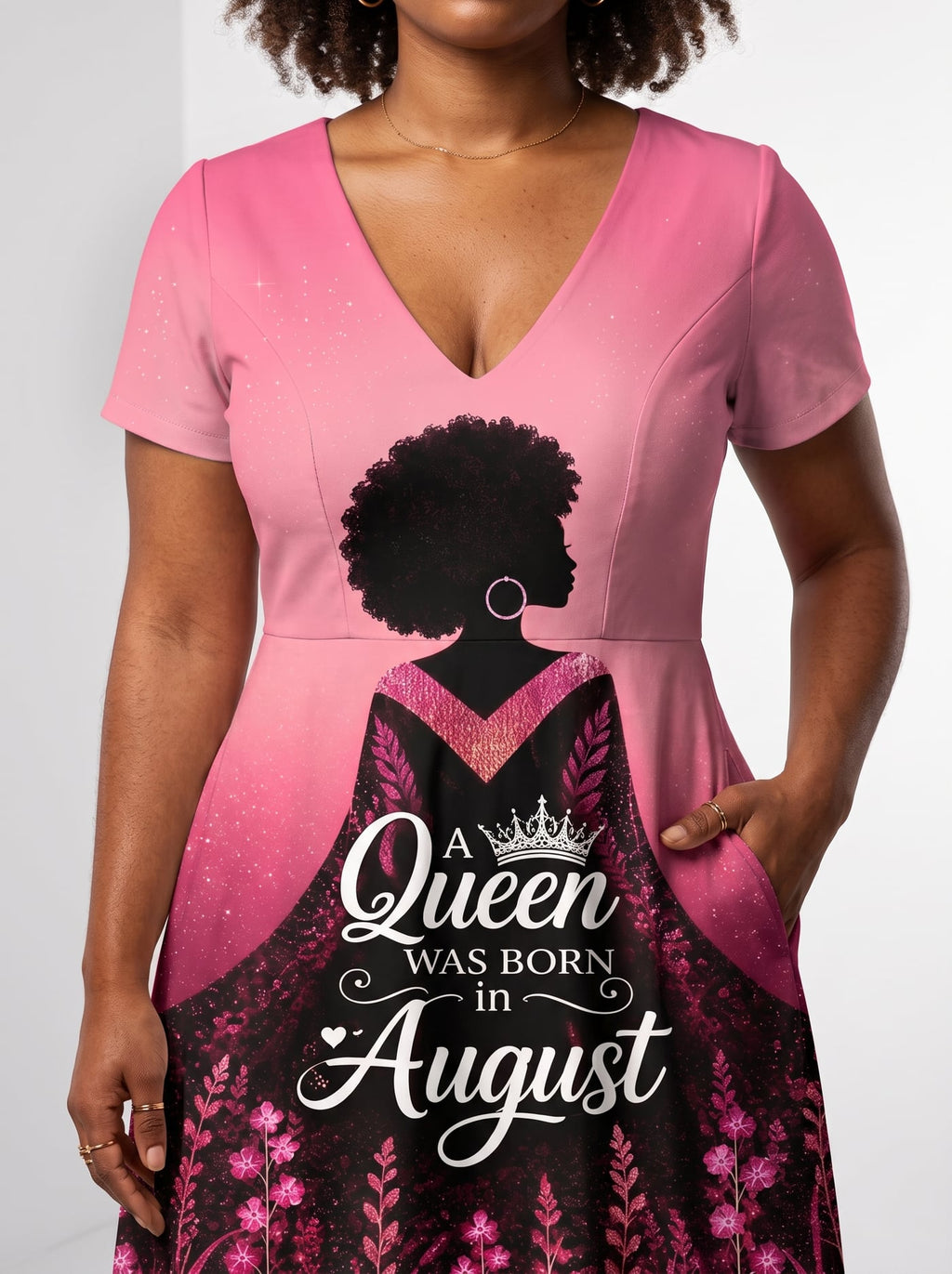 "August Queen Pink" Short Sleeve Maxi Dress