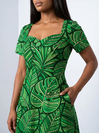 "Asili Emerald" Sweetheart Midi Dress