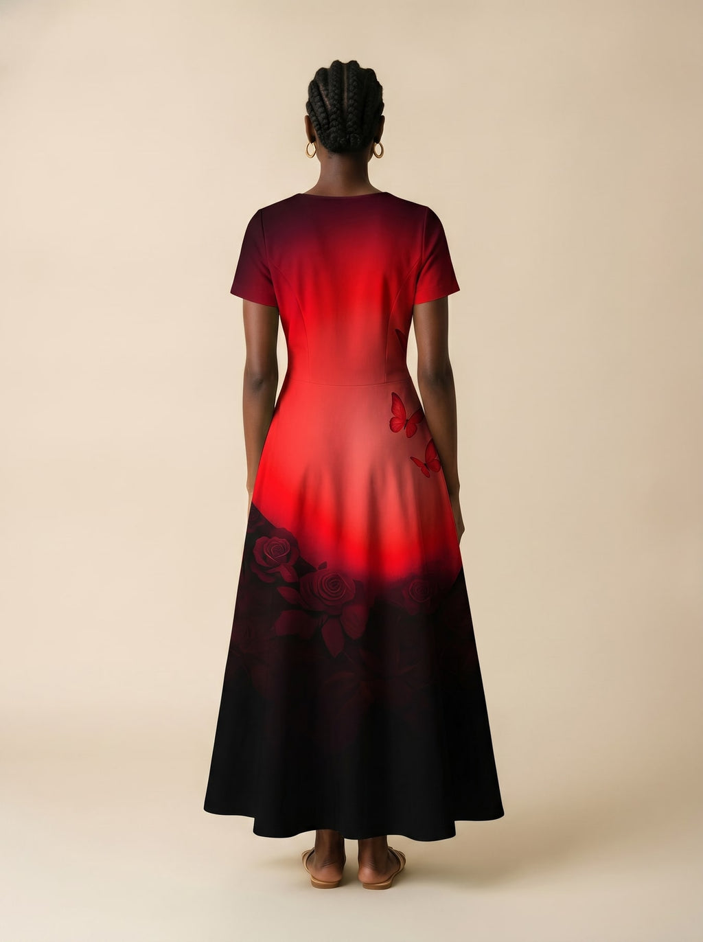 "Selah" Red" Short Sleeve Maxi Dress