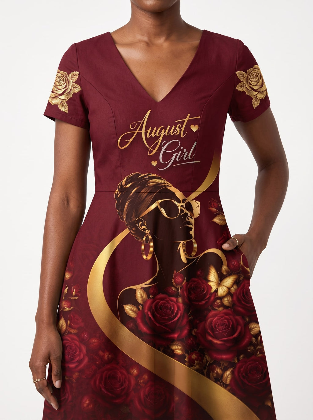 "August Girl Roses" Short Sleeve Maxi Dress