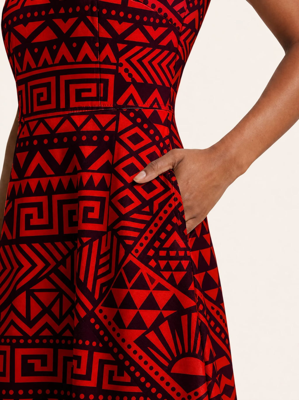 "Shaka Burgundy" V Neck Midi Dress Promo
