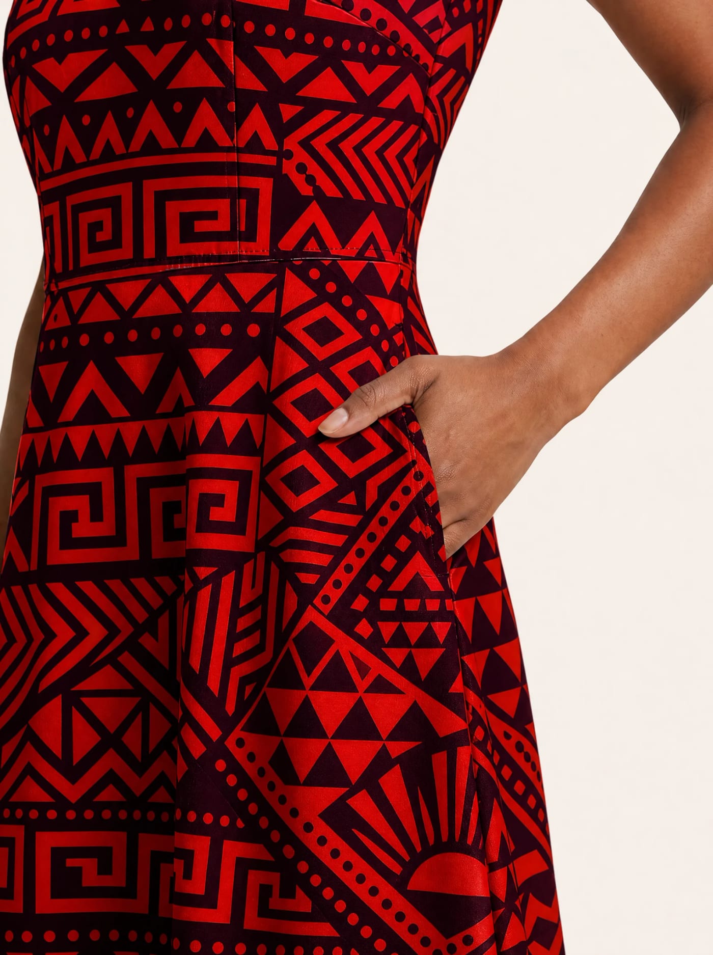 "Shaka Burgundy" V Neck Midi Dress Promo