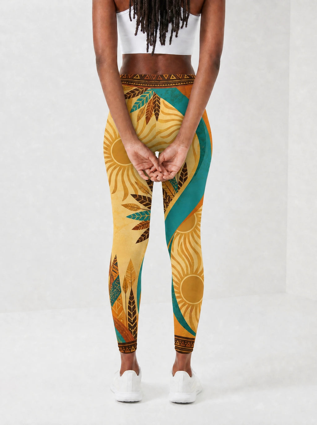 "August Queen Best Life" Leggings — back view on model