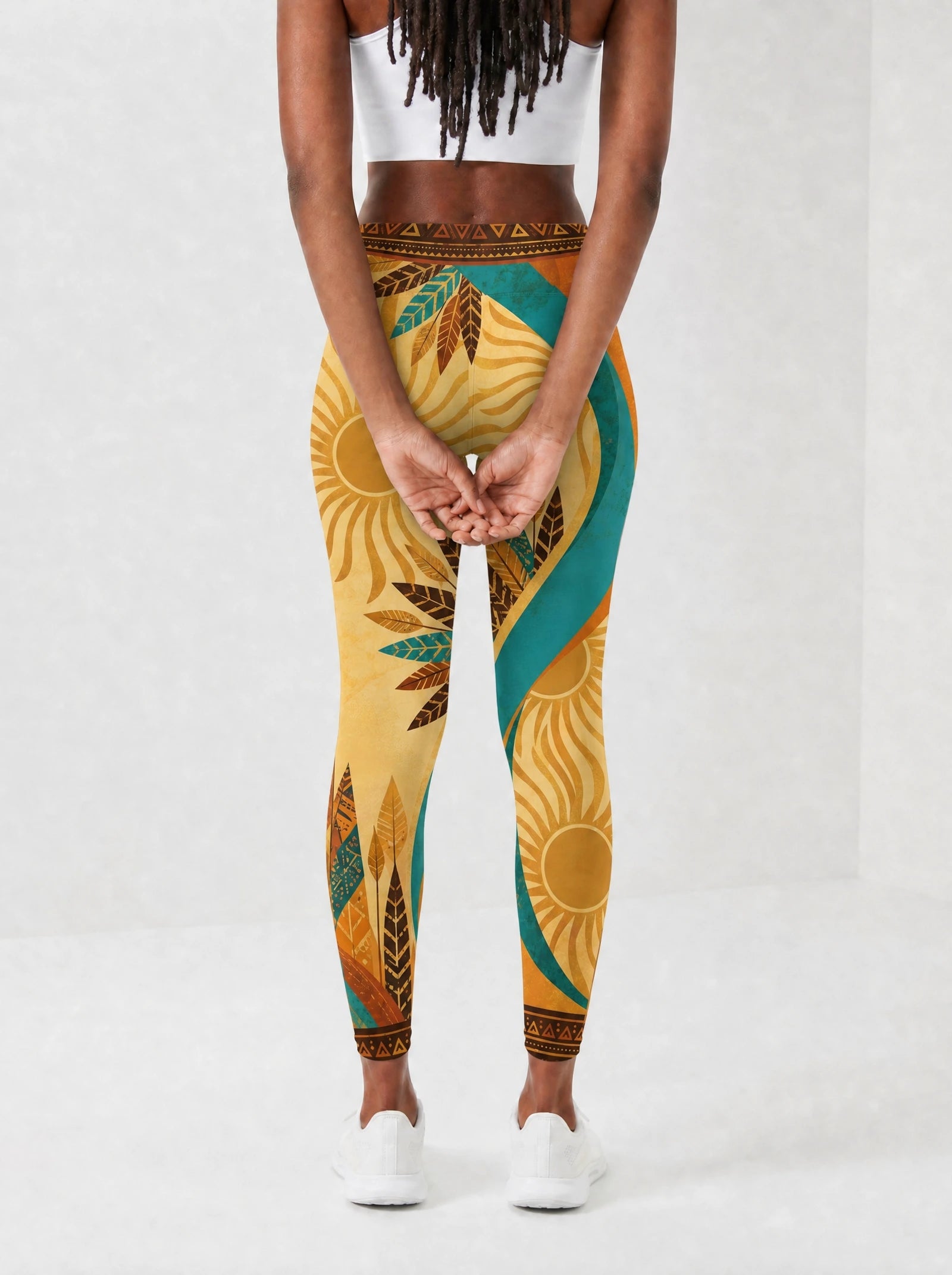 "August Queen Best Life" Leggings — back view on model