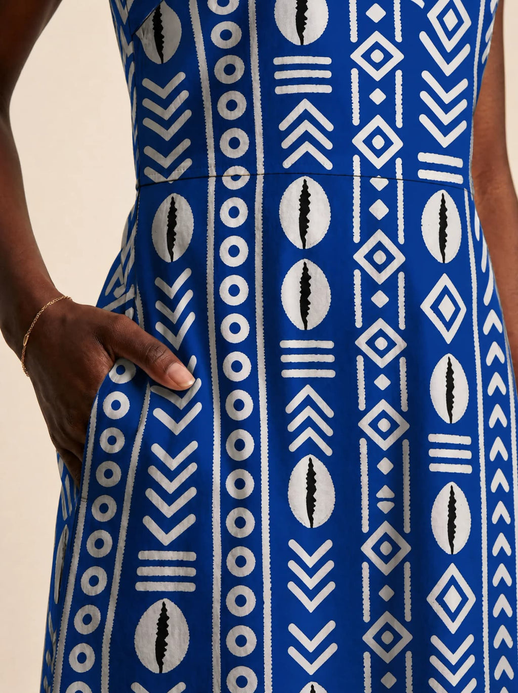 "Oshun Royal Blue" V Neck Midi Dress Promo