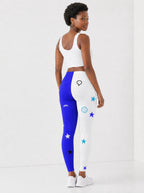 Feeling Blacknificient Blue Leggings — back view on model