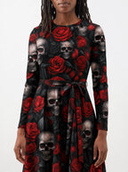 "Uchawi" Long Sleeve Midaxi Dress — standing, angled view on model
