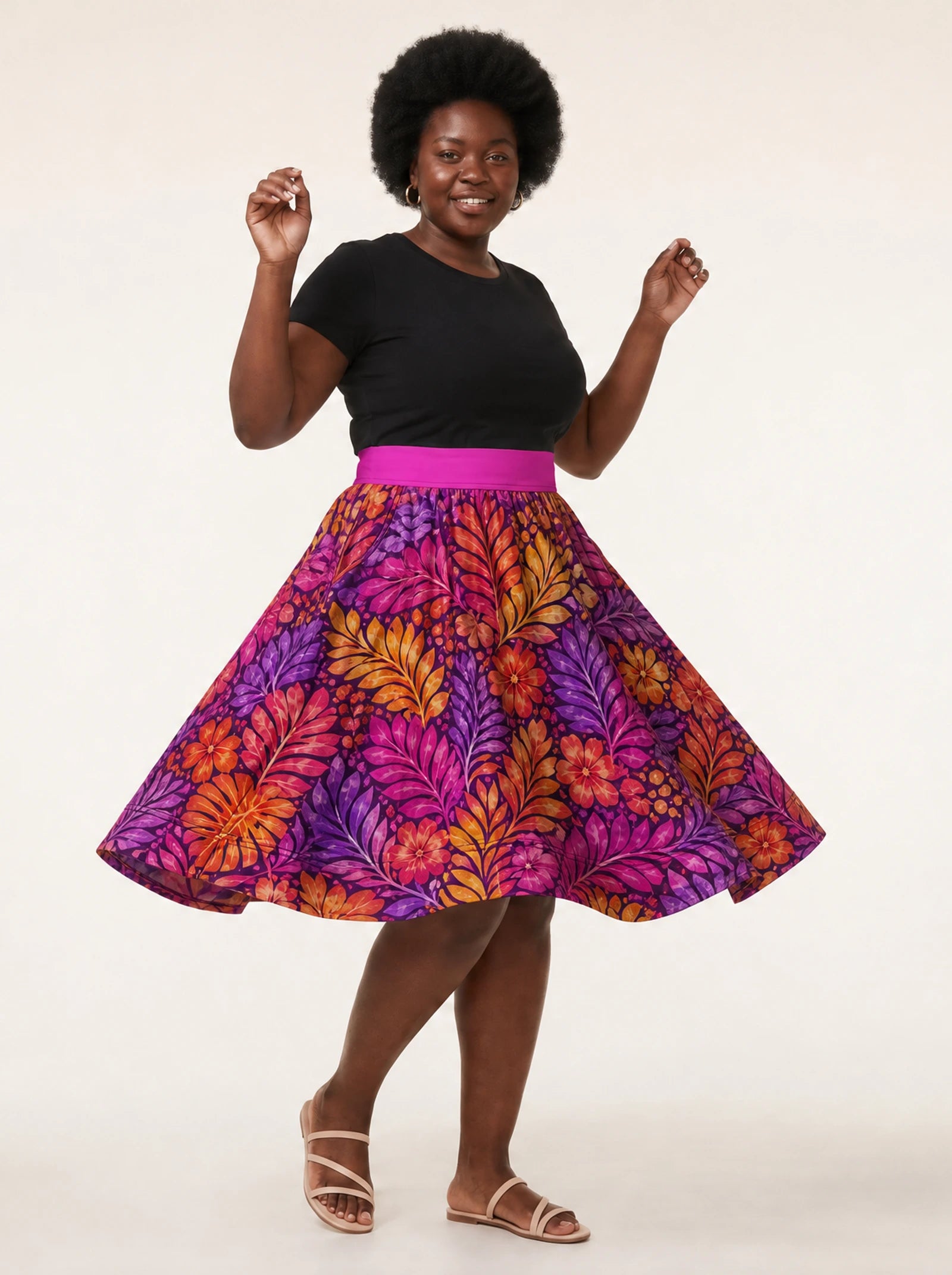 "Waridi" Twirl Skirt — twirling, skirt flared out