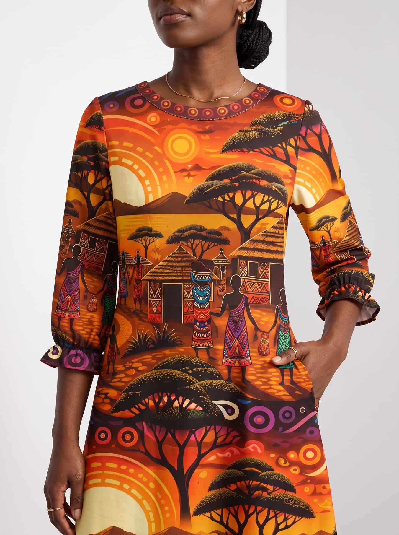 "Kijiji" Long Sleeve Maxi Dress