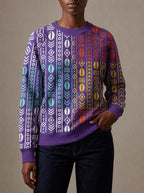 "Oshun Zamani" Sweatshirt — close view of the crew neck, raglan seams and ribbed trims