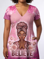 "Imani" Wild Rose Short Sleeve Maxi Dress Promo