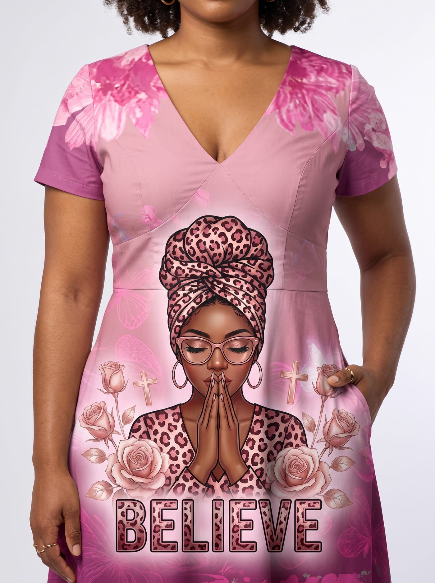 "Imani" Wild Rose Short Sleeve Maxi Dress