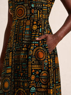 "Afrocentric Pattern" V Neck Midi Dress Promo