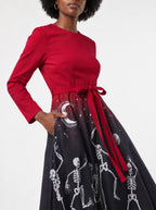 "Mwezi" Halloween Long Sleeve Midaxi Dress — standing, angled view on model
