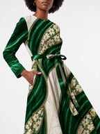 "Maile" Long Sleeve Midaxi Dress — standing, angled view on model