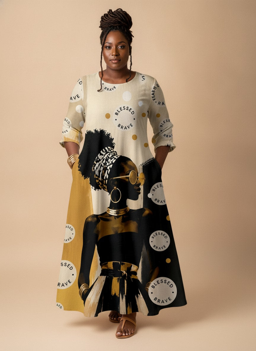 "Jasiri" Long Sleeve Maxi Dress