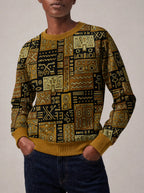 "Sankofa" Sweatshirt — close view of the crew neck, raglan seams and ribbed trims