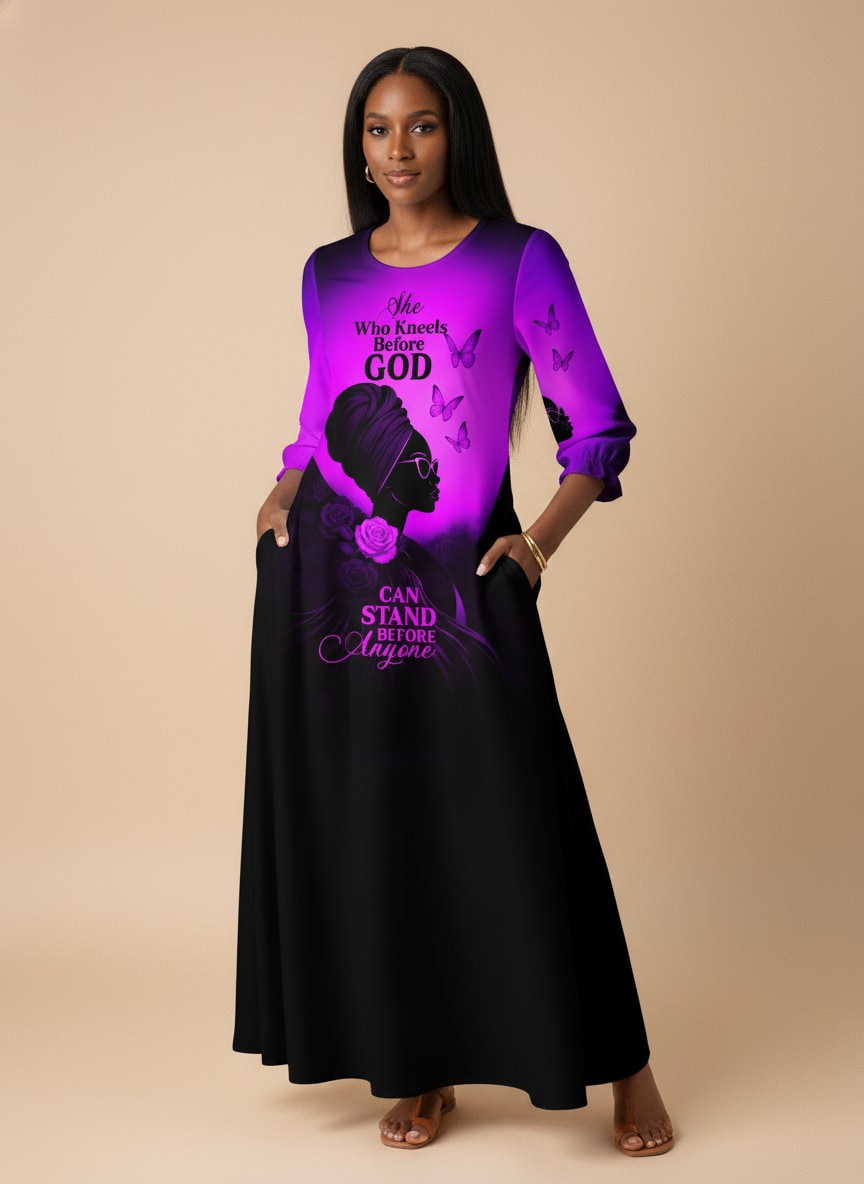 "Selah" Purple Long Sleeve Maxi Dress