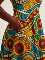 "Taji" V Neck Midi Dress