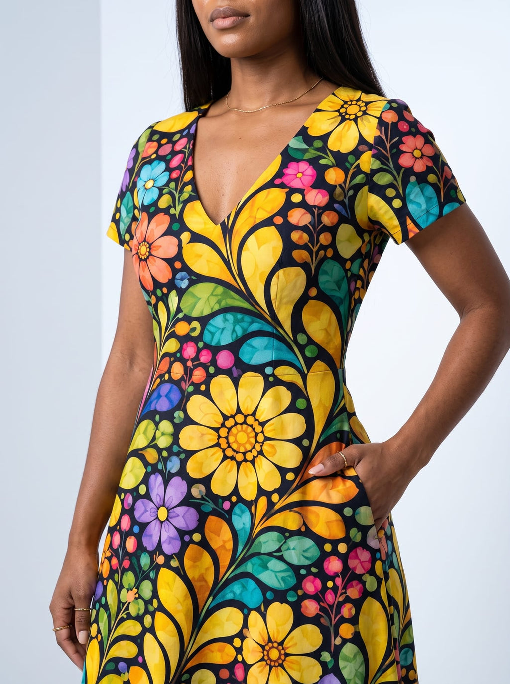 "Njano" Short Sleeve Maxi Dress