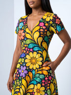 "Njano" Short Sleeve Maxi Dress