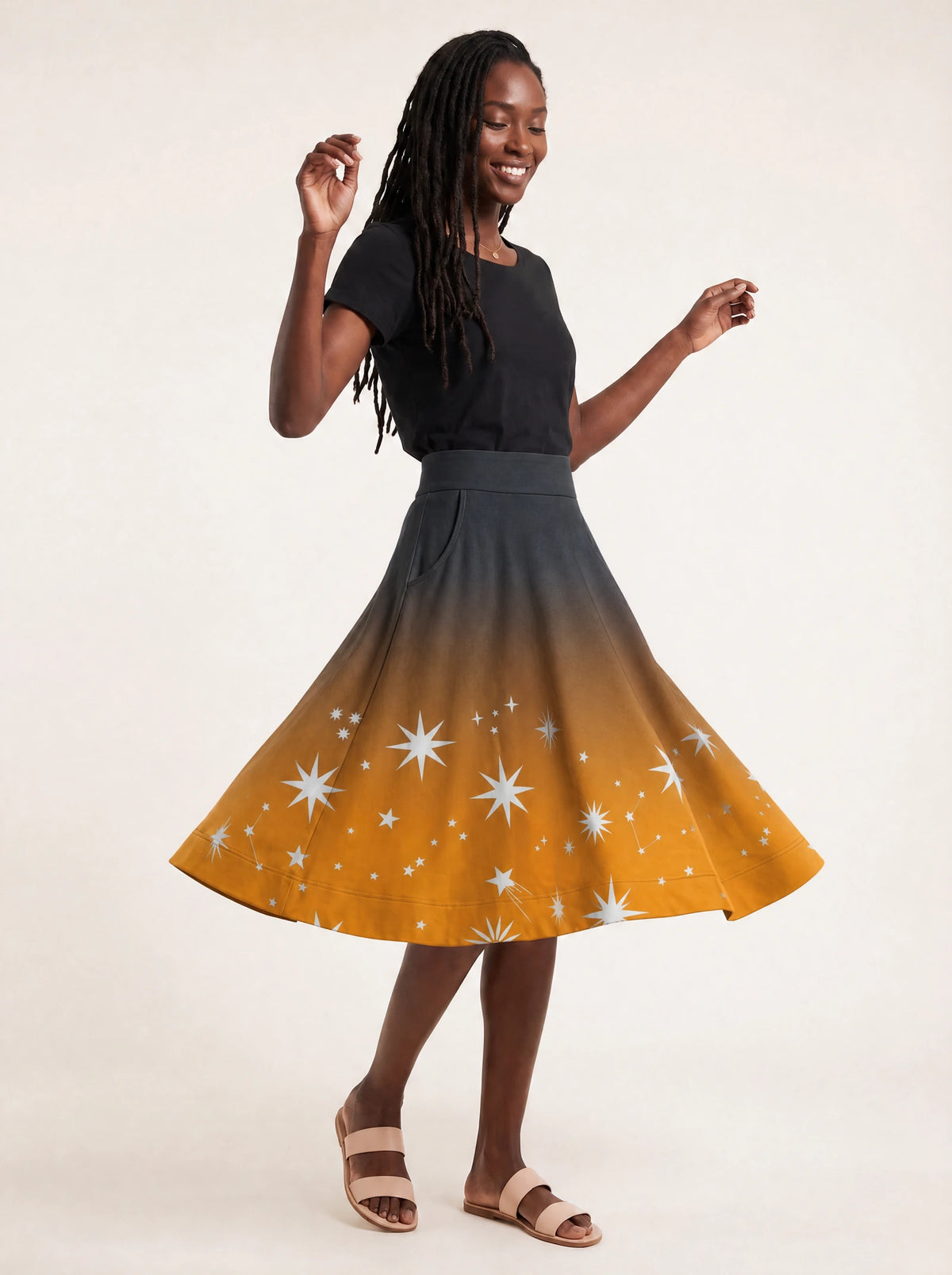 "Nuru" Twirl Skirt — full length on model