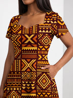 "Mudcloth" Sweetheart Midi Dress