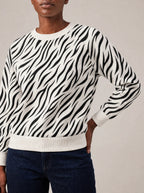 "Milia" Sweatshirt — close view of the crew neck, raglan seams and ribbed trims