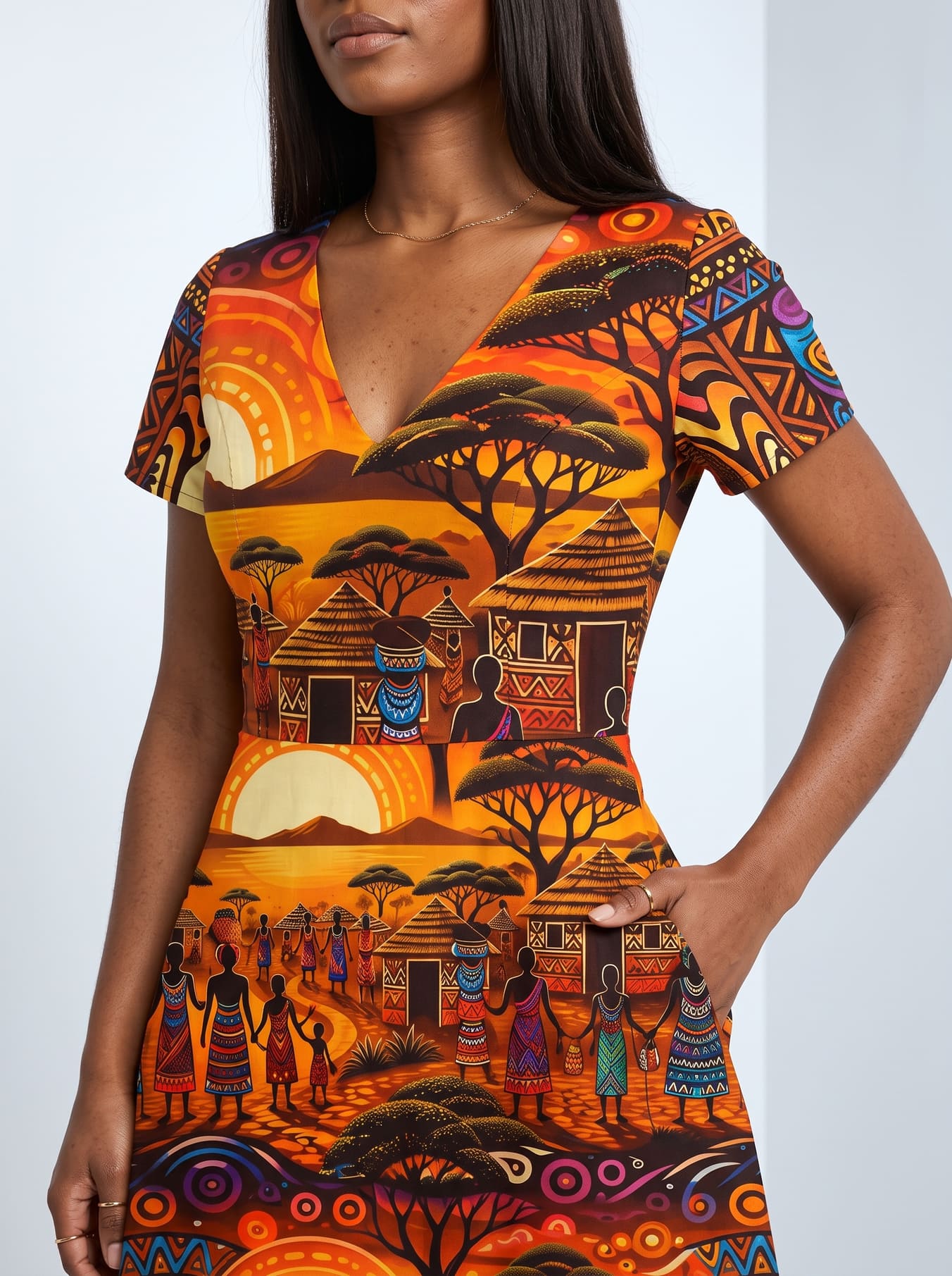 "Kijiji" Short Sleeve Maxi Dress