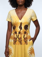 Ancestral Flame Short Sleeve Maxi Dress Promo