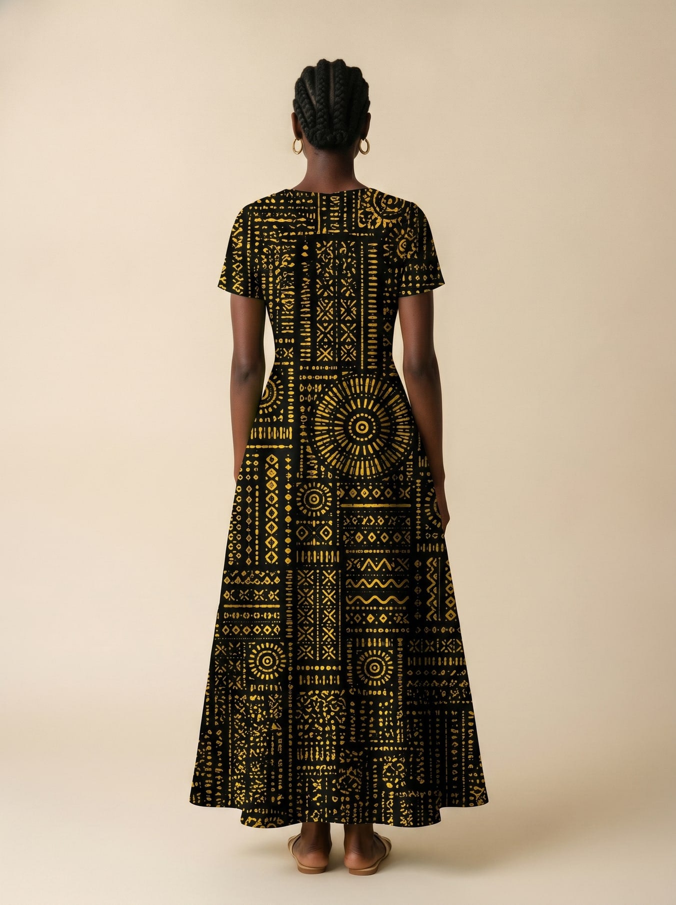 "Lamu" Short Sleeve Maxi Dress