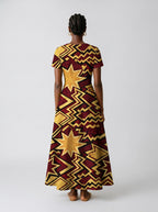 "Burgundy Sheba" Short Sleeve Maxi Dress
