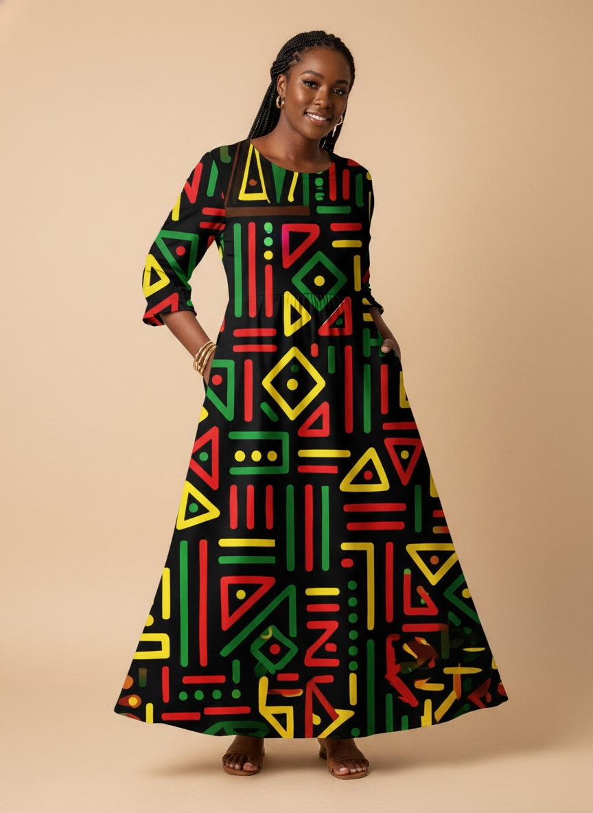 "Nairobi" Long Sleeve Maxi Dress