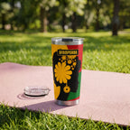 "Furaha" Tumbler — on a yoga mat on a park lawn