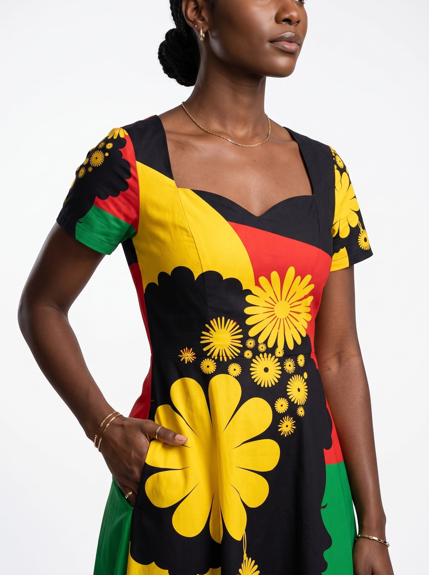 "Furaha" Sweetheart Midi Dress