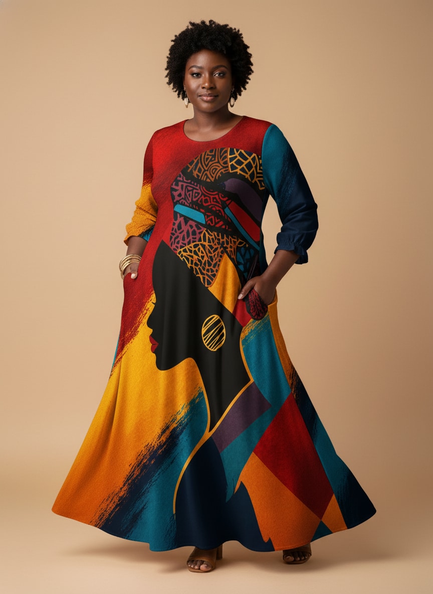 "Nala" Long Sleeve Maxi Dress