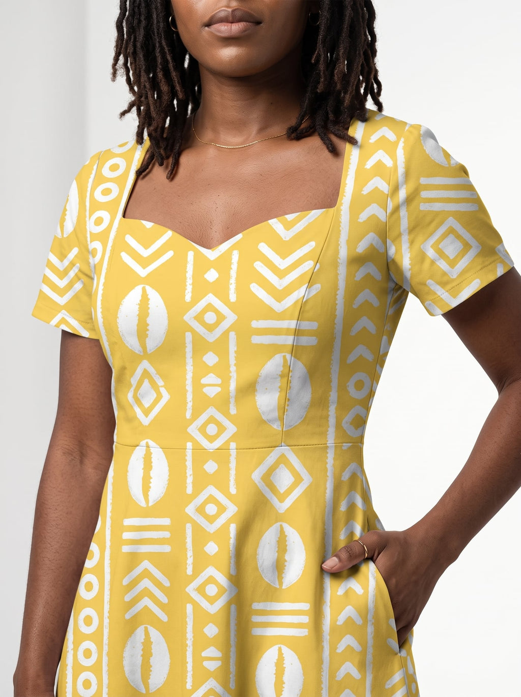 "Oshun Dhahabu" Sweetheart Midi Dress