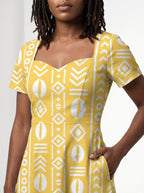 "Oshun Dhahabu" Sweetheart Midi Dress