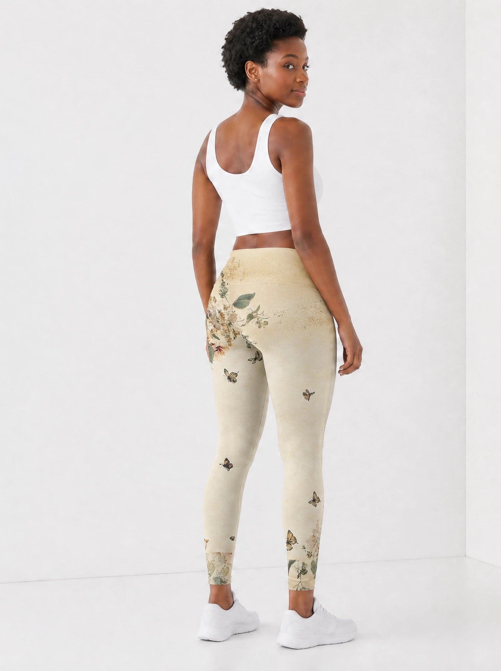 Gorgeous Black Queen Leggings — back view on model