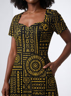 "Lamu" Sweetheart Midi Dress