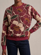 "Zabibu" Sweatshirt — close view of the crew neck, raglan seams and ribbed trims