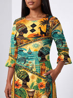 "Safari" Long Sleeve Maxi Dress