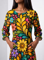 "Njano" Long Sleeve Maxi Dress