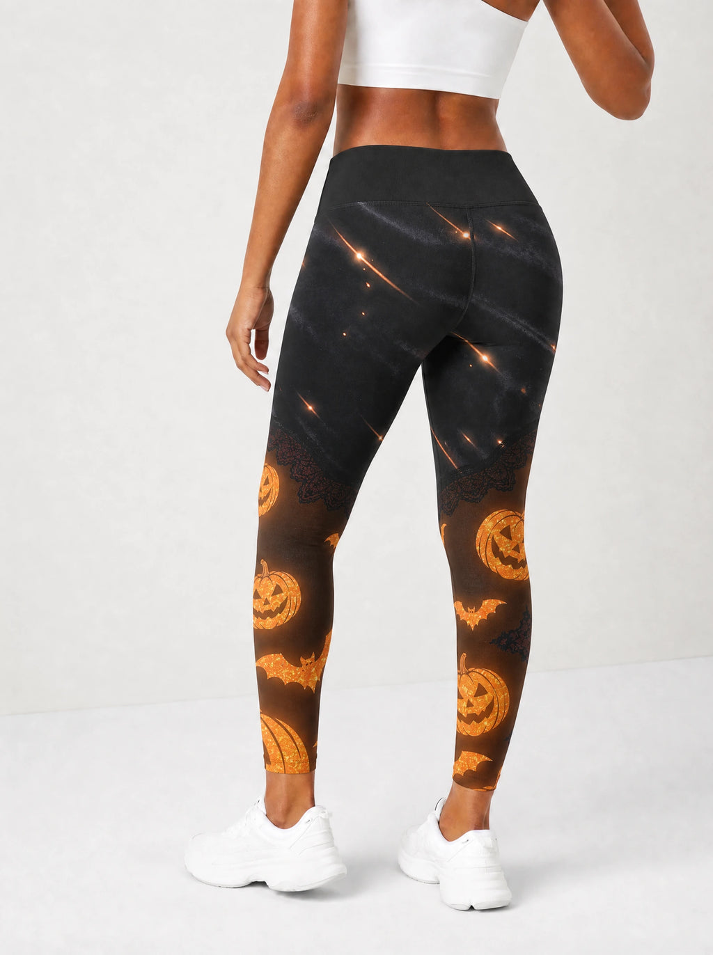 "Mwako" Halloween Leggings — back view on model