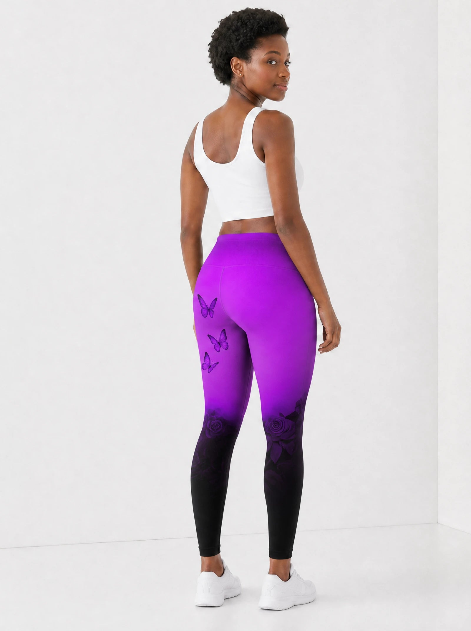 Selah Purple Leggings — back view on model