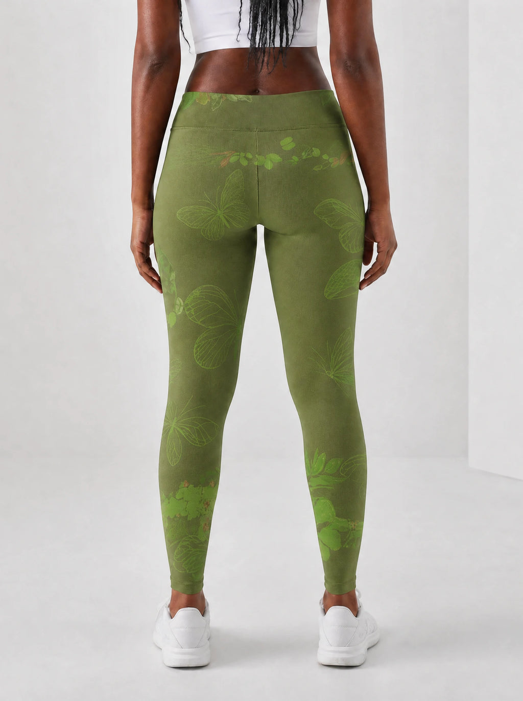 Green Orchid Leggings — back view on model