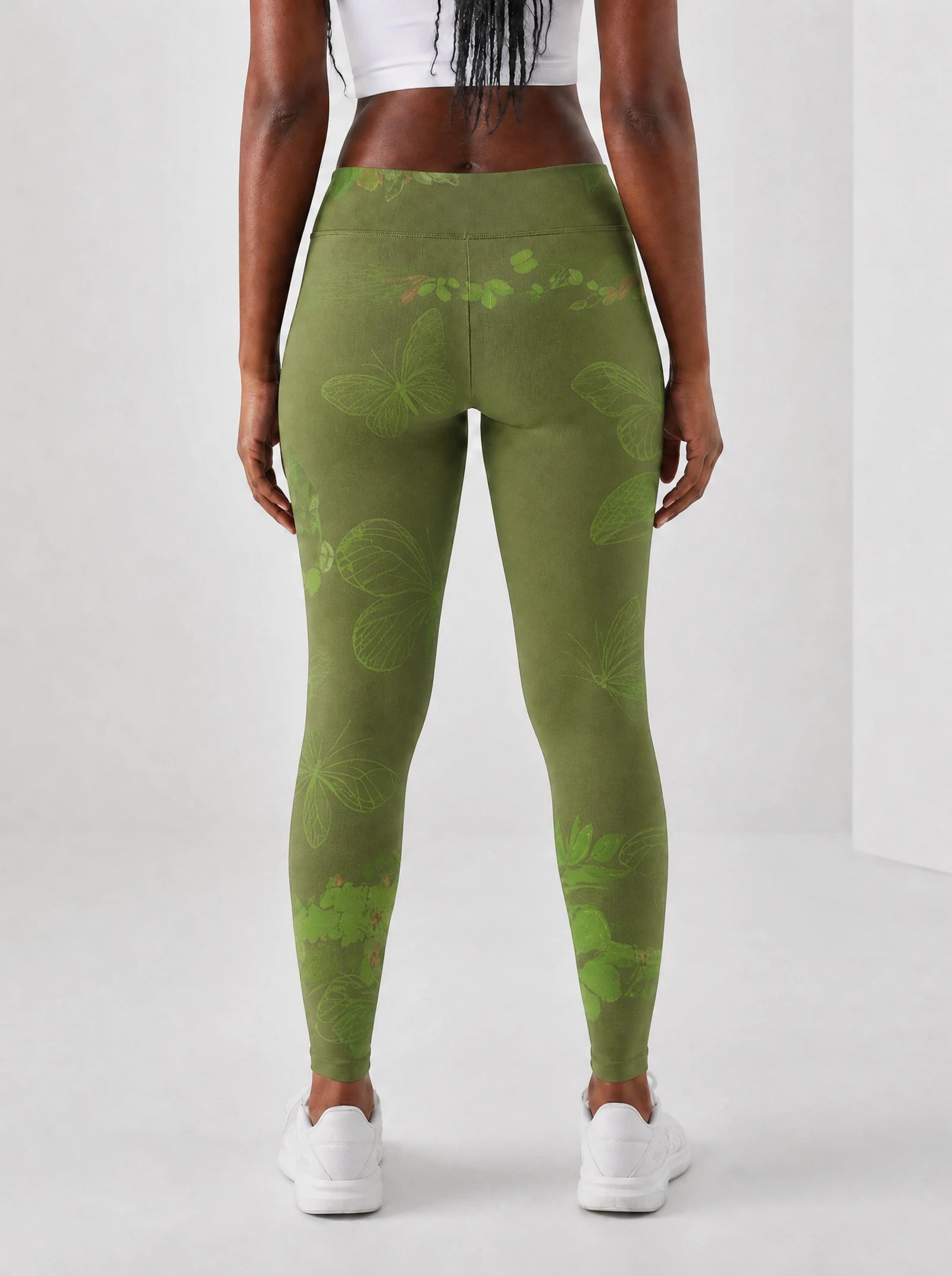 Green Orchid Leggings — back view on model