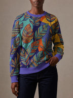 "Majani" Sweatshirt — close view of the crew neck, raglan seams and ribbed trims